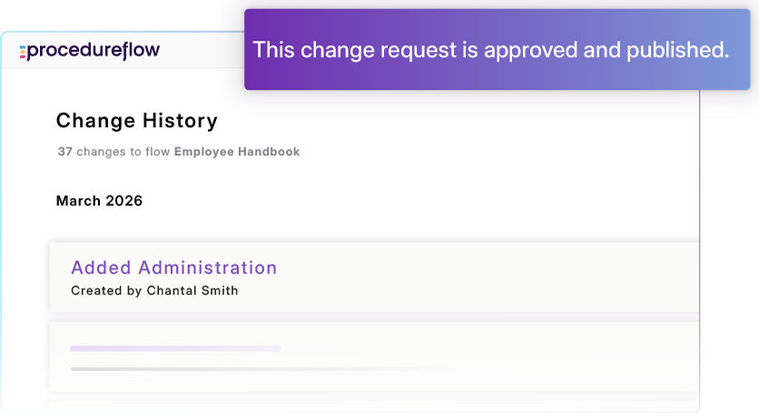 Procedureflow change history and approvals