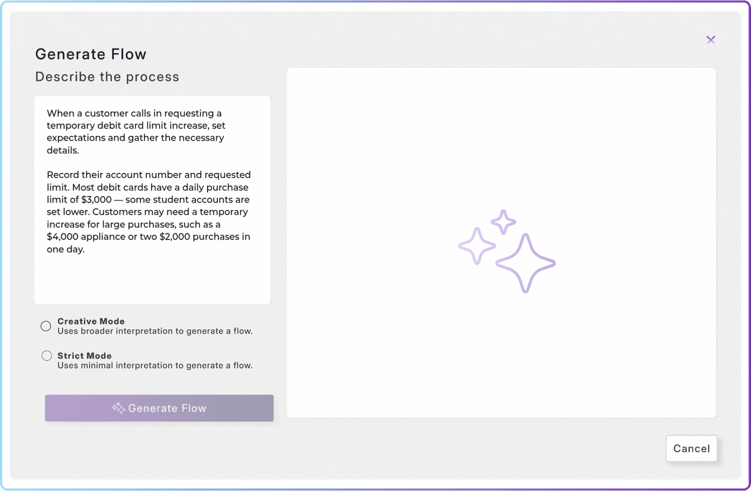 AI Process Designer interface