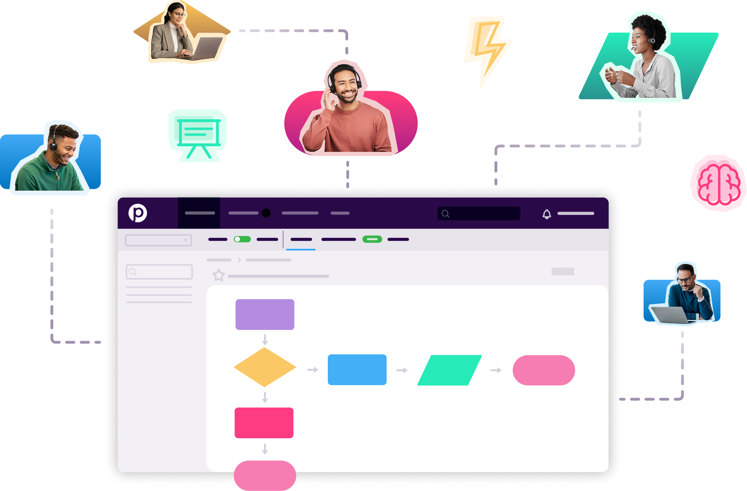 Agents using Procedureflow UI with business icons