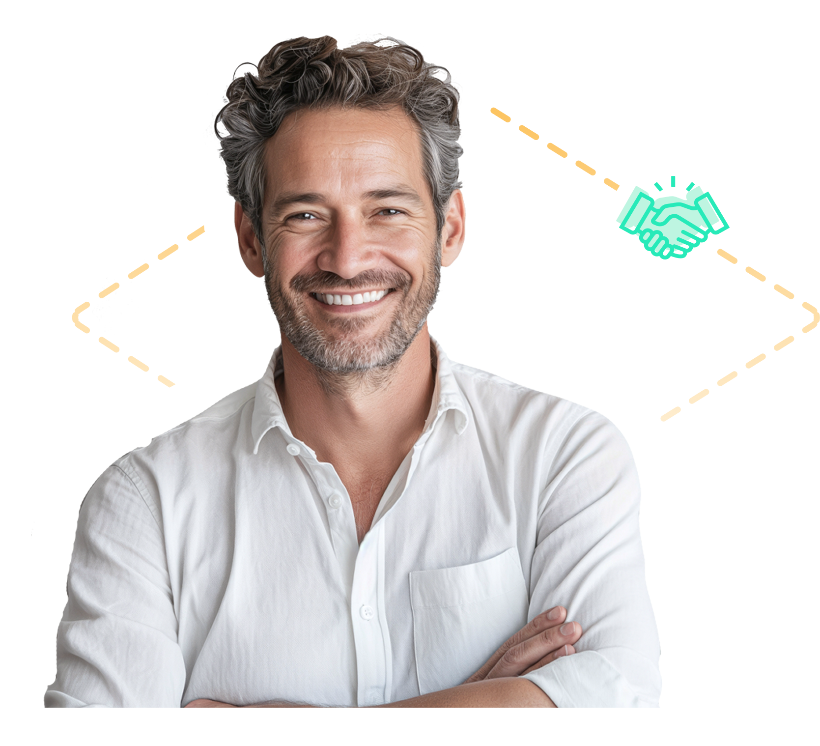 Confident professional with shaking hands icon